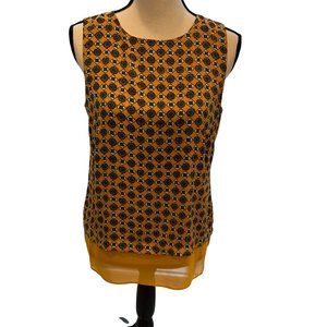 Rose & Olive Gold Blue Sleeveless Top Size Small